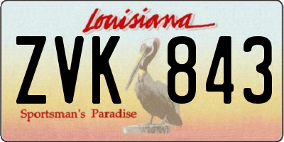 LA license plate ZVK843