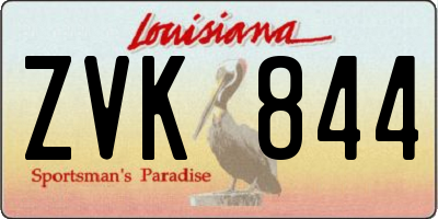 LA license plate ZVK844