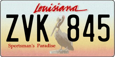 LA license plate ZVK845