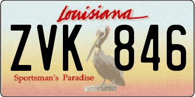 LA license plate ZVK846