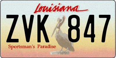 LA license plate ZVK847