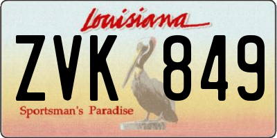 LA license plate ZVK849