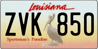 LA license plate ZVK850