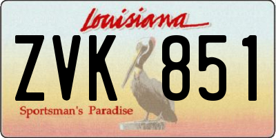 LA license plate ZVK851