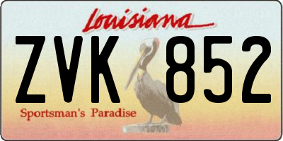 LA license plate ZVK852