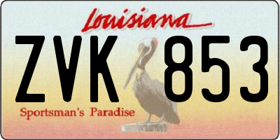 LA license plate ZVK853