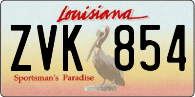 LA license plate ZVK854