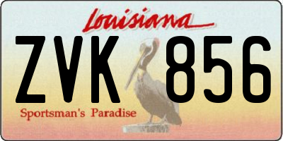 LA license plate ZVK856