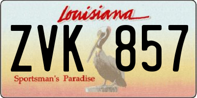 LA license plate ZVK857