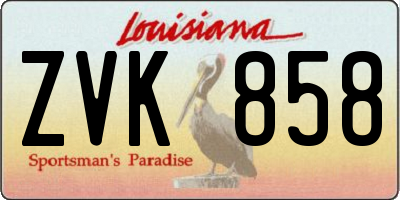 LA license plate ZVK858