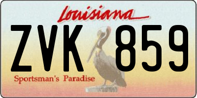 LA license plate ZVK859