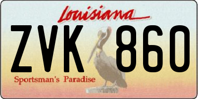 LA license plate ZVK860