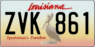 LA license plate ZVK861