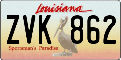 LA license plate ZVK862