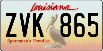 LA license plate ZVK865