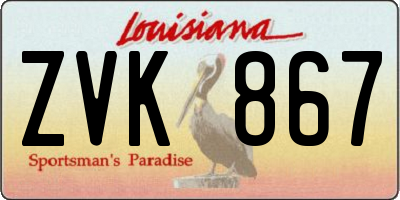 LA license plate ZVK867