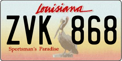 LA license plate ZVK868