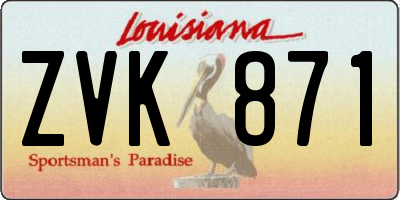 LA license plate ZVK871