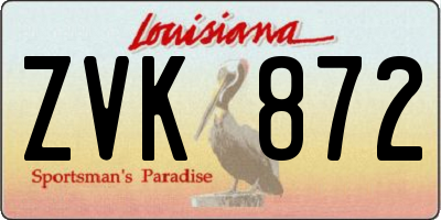 LA license plate ZVK872