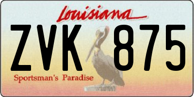 LA license plate ZVK875