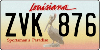 LA license plate ZVK876