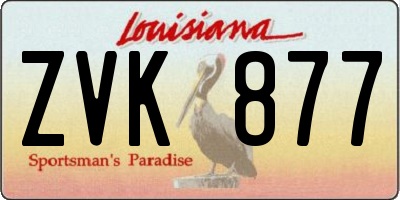 LA license plate ZVK877