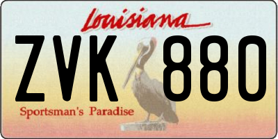 LA license plate ZVK880