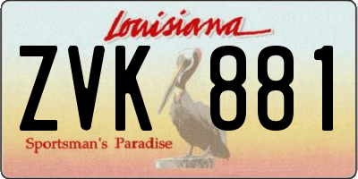 LA license plate ZVK881