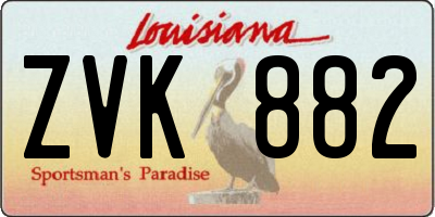 LA license plate ZVK882