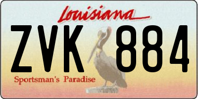 LA license plate ZVK884