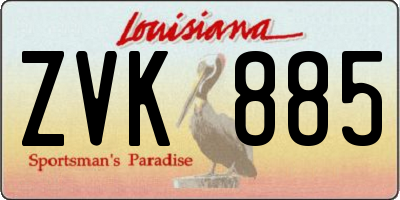 LA license plate ZVK885