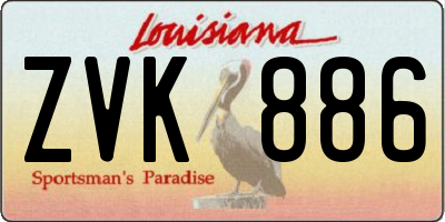 LA license plate ZVK886