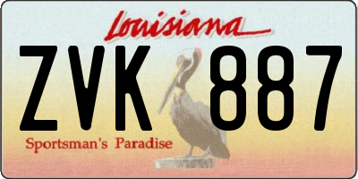 LA license plate ZVK887