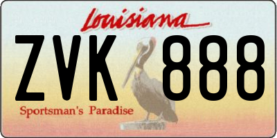 LA license plate ZVK888