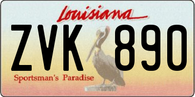 LA license plate ZVK890