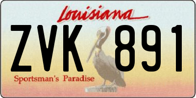 LA license plate ZVK891