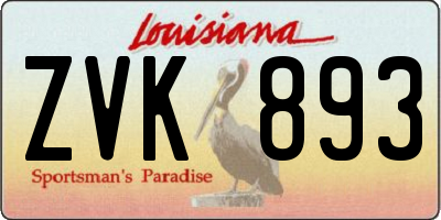 LA license plate ZVK893