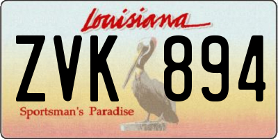 LA license plate ZVK894