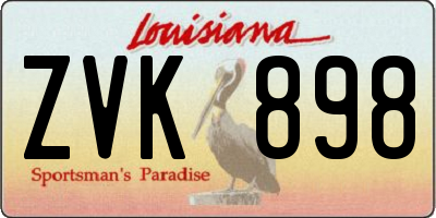 LA license plate ZVK898