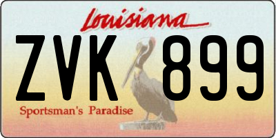 LA license plate ZVK899