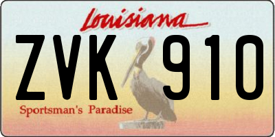 LA license plate ZVK910