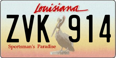 LA license plate ZVK914