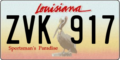 LA license plate ZVK917