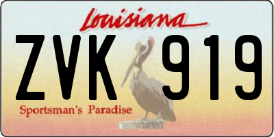 LA license plate ZVK919