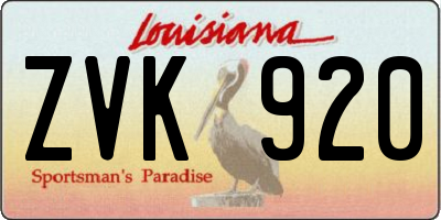 LA license plate ZVK920