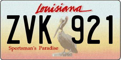 LA license plate ZVK921