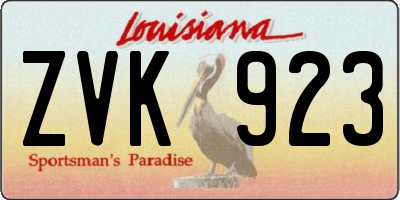 LA license plate ZVK923