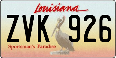 LA license plate ZVK926