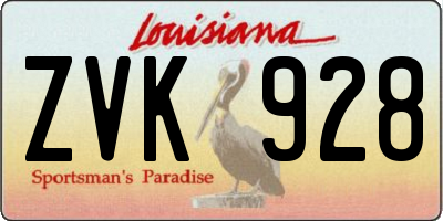 LA license plate ZVK928