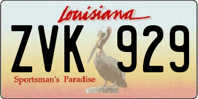LA license plate ZVK929